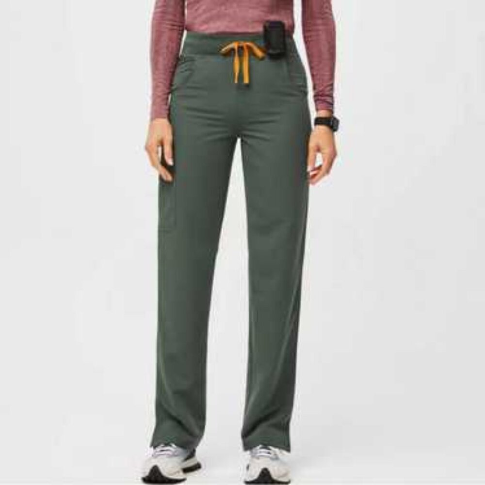 Figs High Waisted Kade Scrub Pants Moss olive green Small Tall